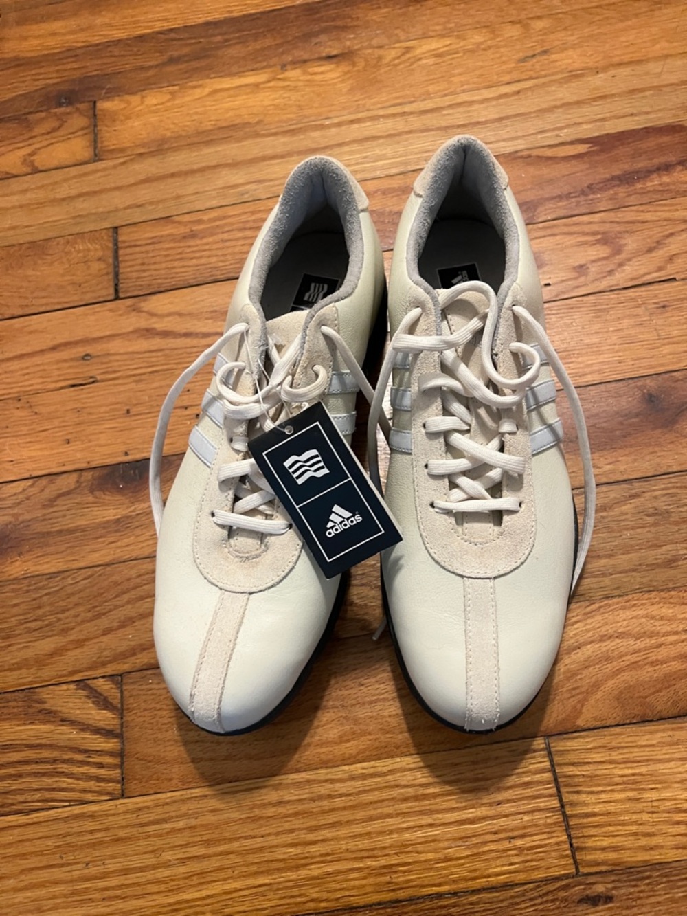 Adidas Off-White Leather and Suede Golf Shoes